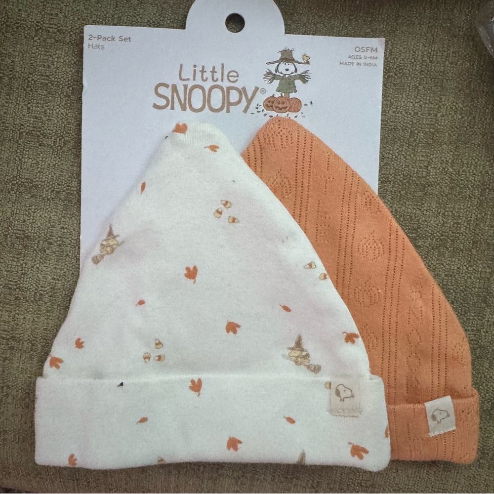 2nPack Set Hats Little SNOOPY 0-6months